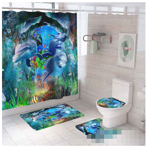 3D Ocean Underwater Shower Curtain & Bath Mat Set