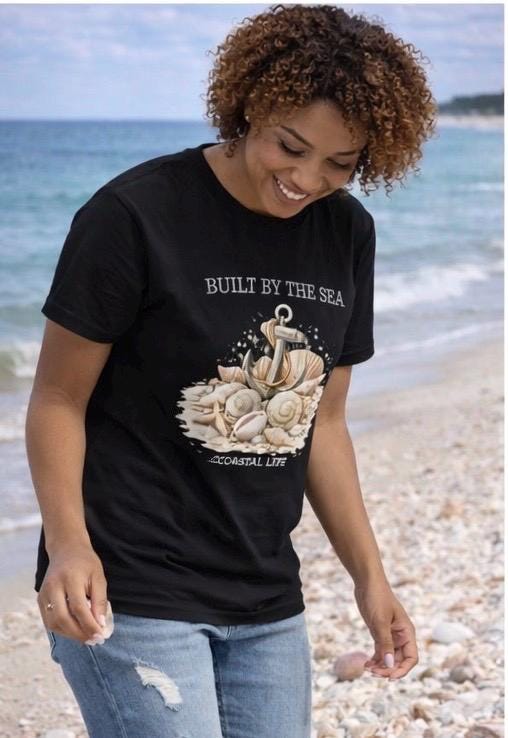 Anchor, Seashell Cotton T-shirt, Built by the Sea