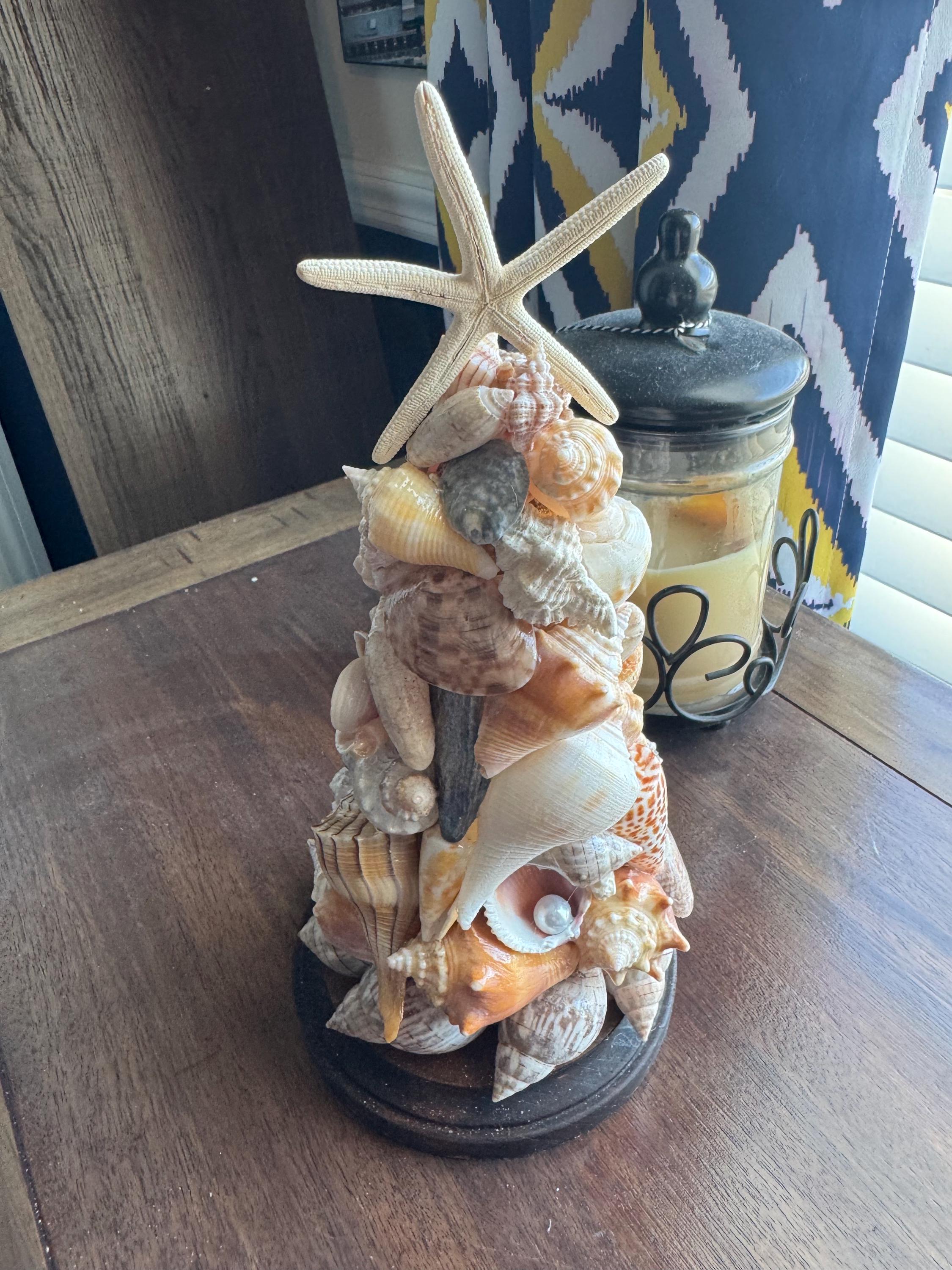 Beach House  Seashell Tree , Handmade Coastal Art decor,