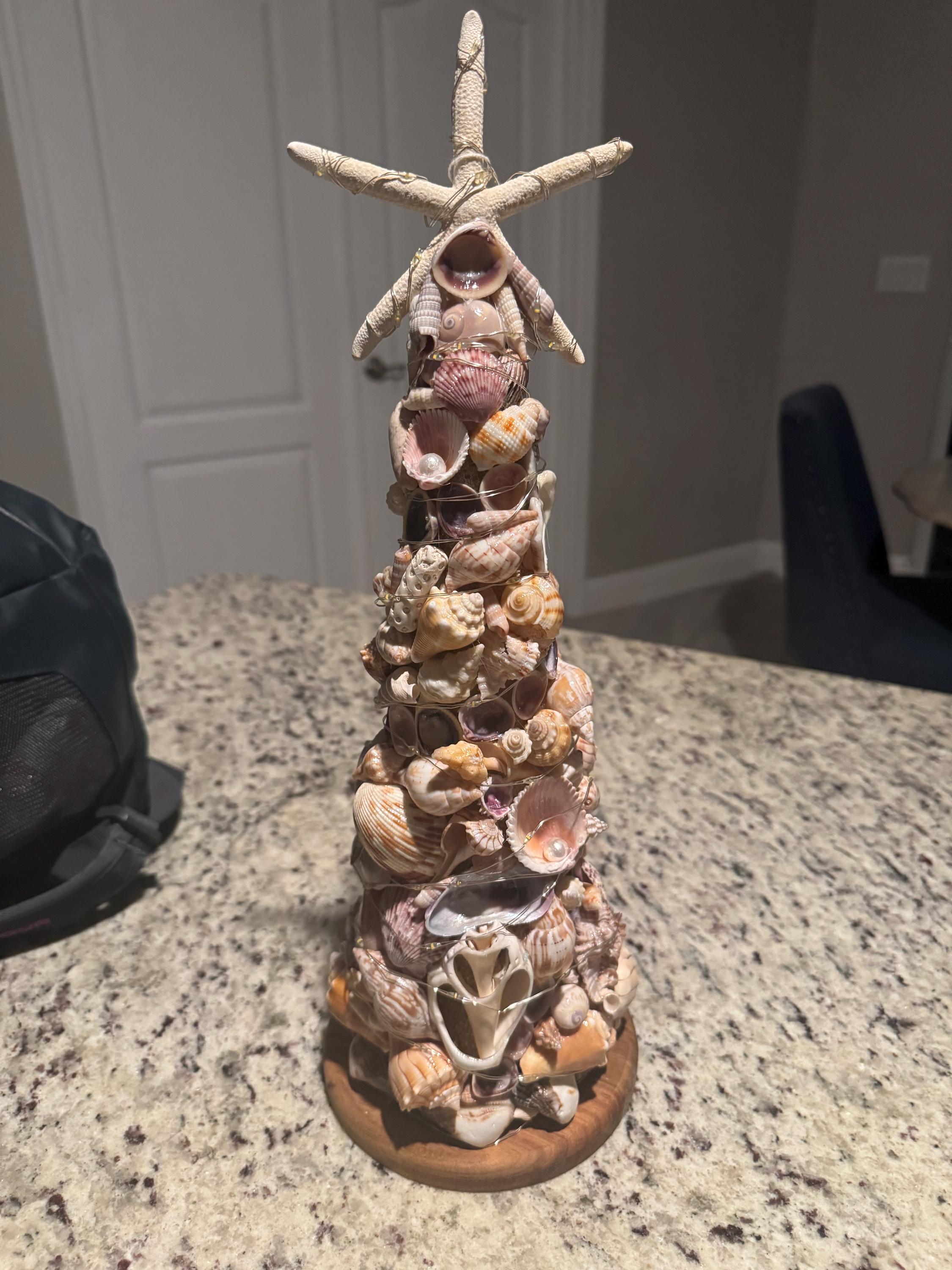 17.5" Coastal Seashell Tree with hand-Gathered Seashells Beach Decor from SWFL Beaches