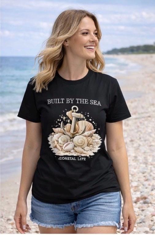 Anchor, Seashell Cotton T-shirt, Built by the Sea