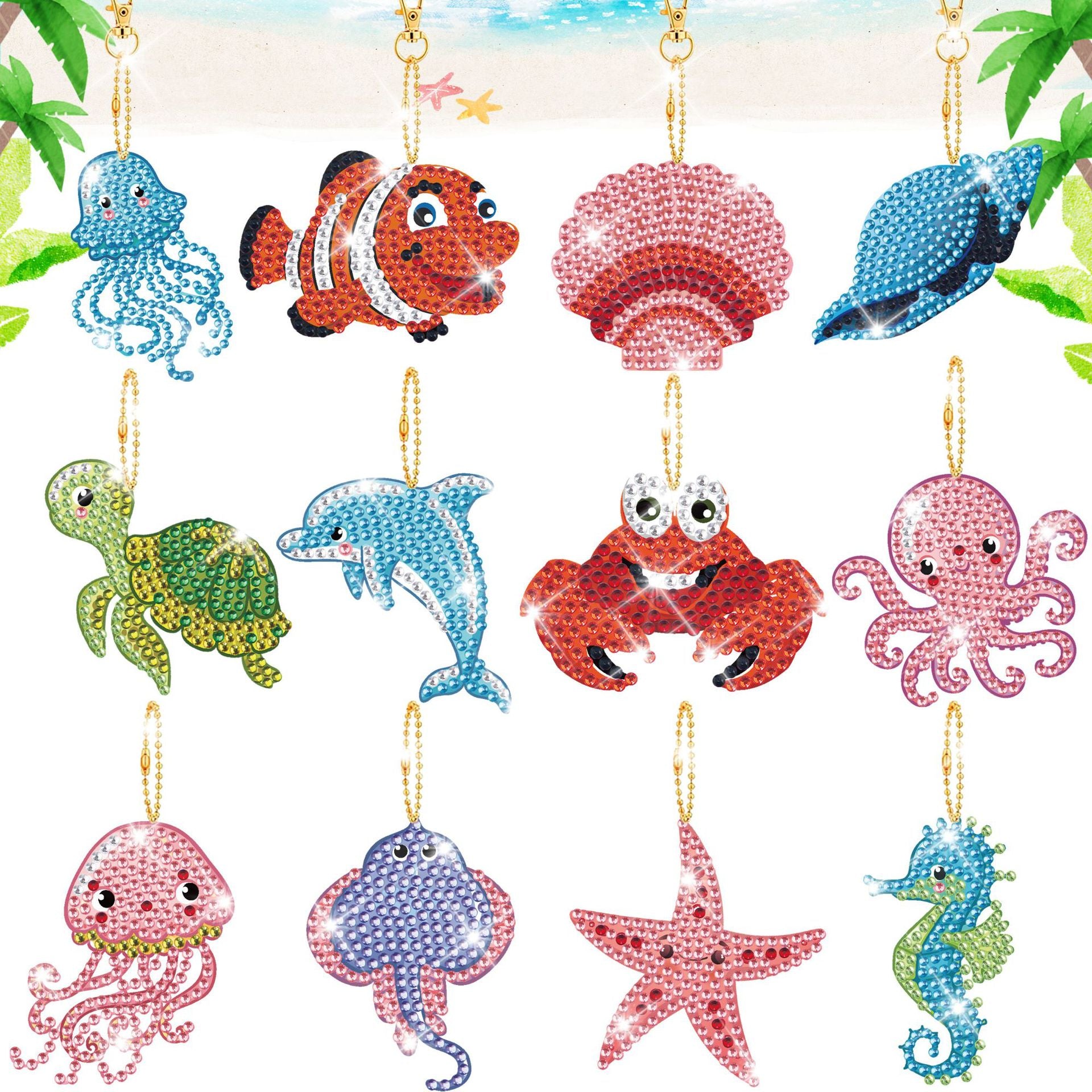 2024 DIY Diamond Painting Keychain - Underwater Animals
